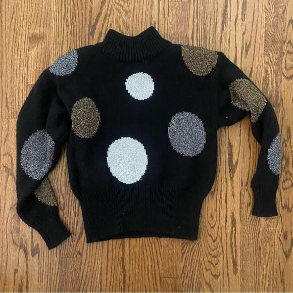 Vintage 1980s metallic polka dot cropped turtleneck sweater Liz Claiborne S - Picture 4 of 4